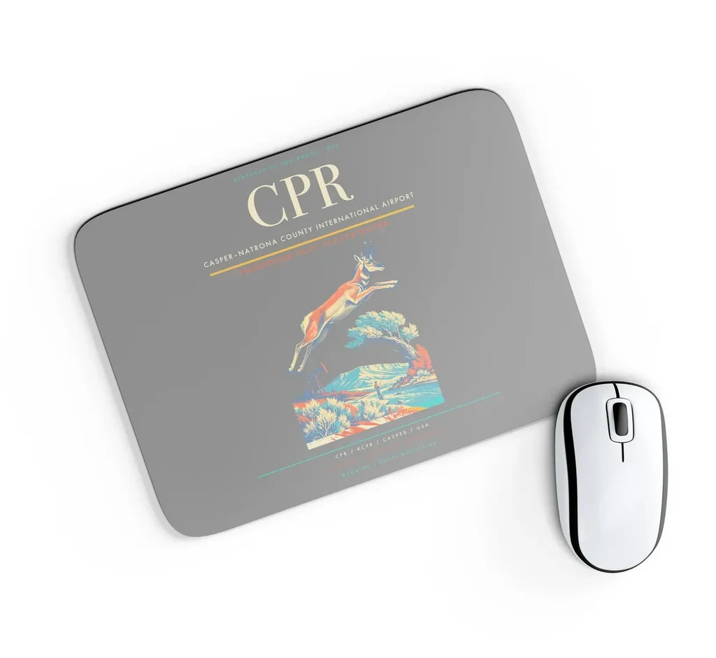 Casper–Natrona County International Airport (CPR) design on gray rectangle mouse pad