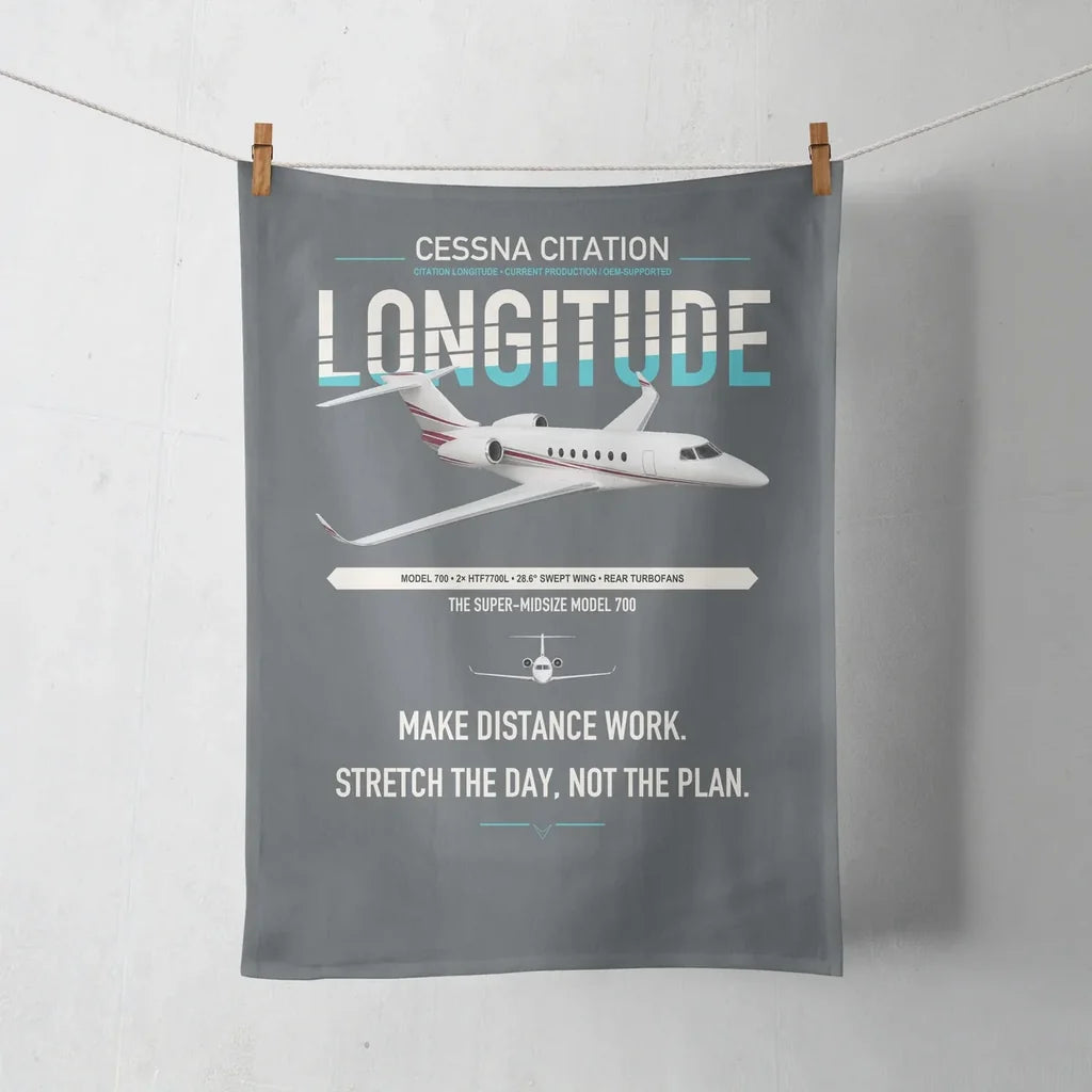 Cessna Citation Longitude design on gray towel