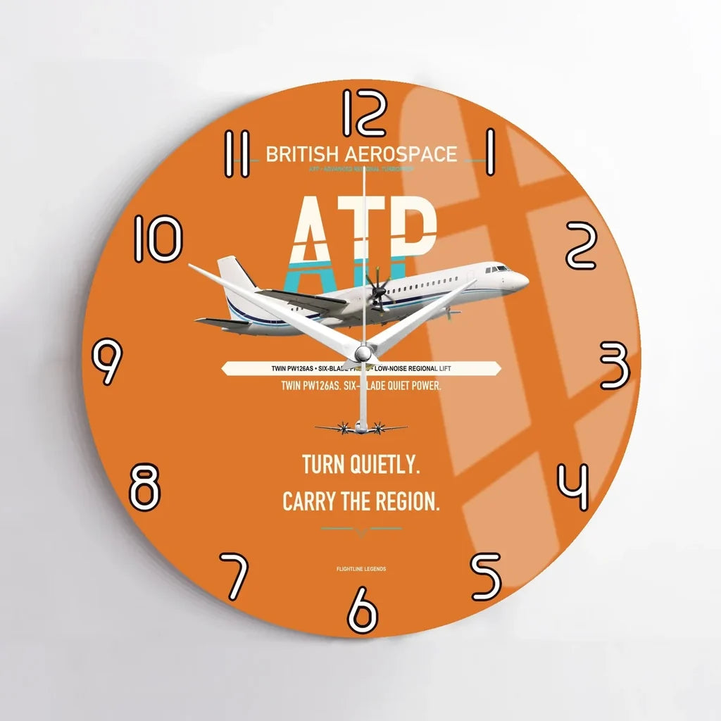 British Aerospace ATP design on orange no frame wall clock