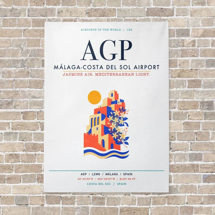 Malaga-Costa del Sol Airport AGP vertical canvas print - no frame - white background