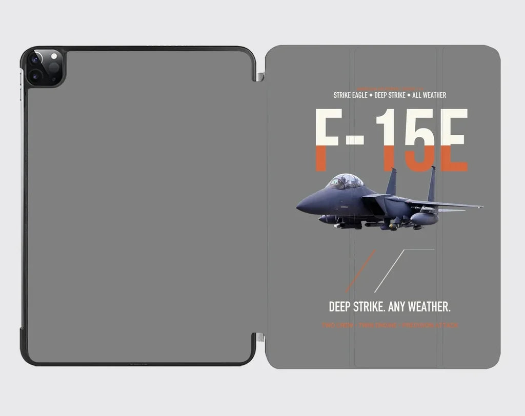 F-15E Strike Eagle Deep Strike Any Weather design on gray ipad tablet case
