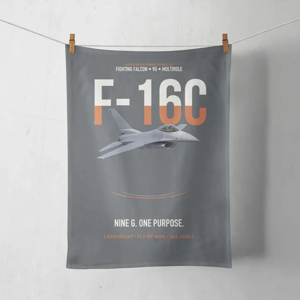 F-16C Fighting Falcon Nine G One Purpose design on gray towel
