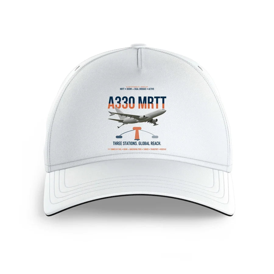 Airbus A330 MRTT design on white printed hat