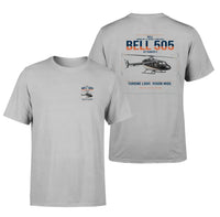 Thumbnail for Bell 505 Jet Ranger X design on light gray t-shirt, double-side print
