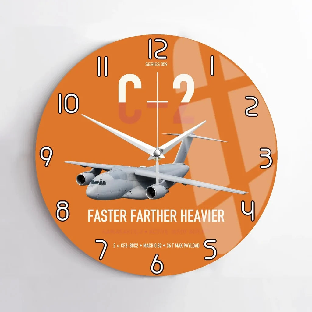 Kawasaki C-2 design on orange no frame wall clock