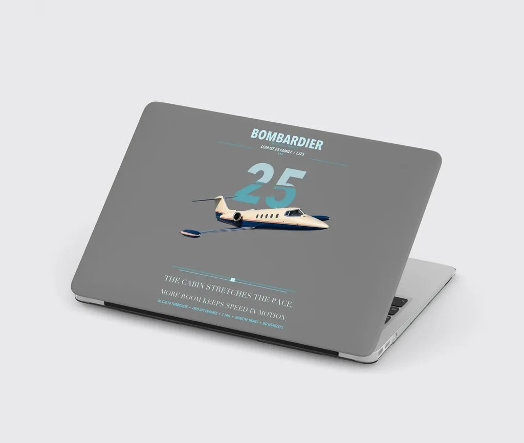 Bombardier Learjet 25 design on gray MacBook case