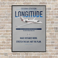 Thumbnail for Cessna Citation Longitude vertical canvas print - framed - light gray background
