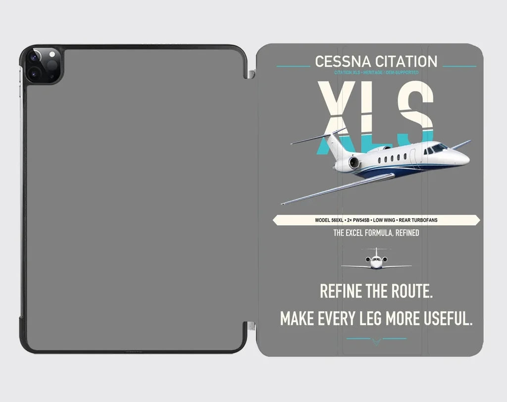 Cessna Citation XLS design on gray ipad tablet case