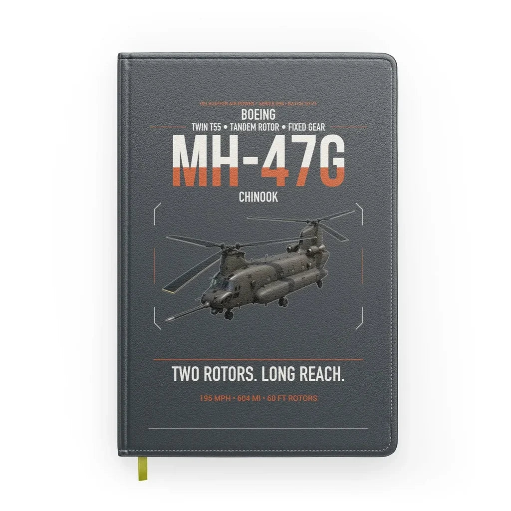 Boeing MH-47G Chinook design on gray notebook