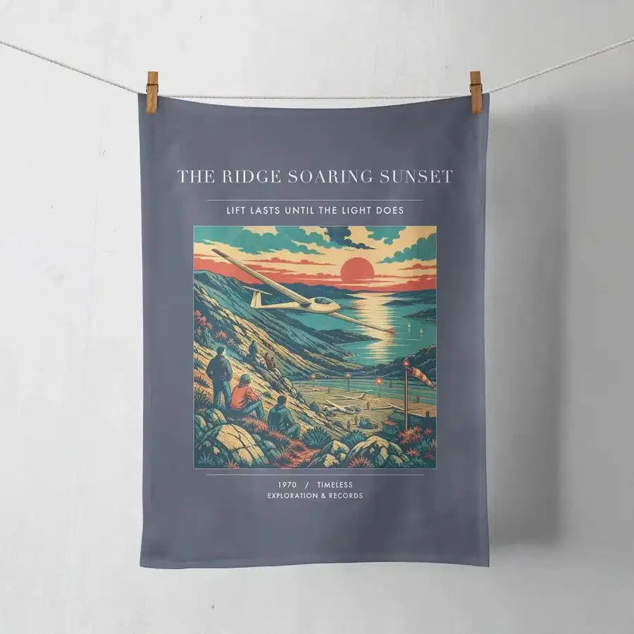VINTAGE G4475 - The Ridge Soaring Sunset - Designed Towels design on navyblue