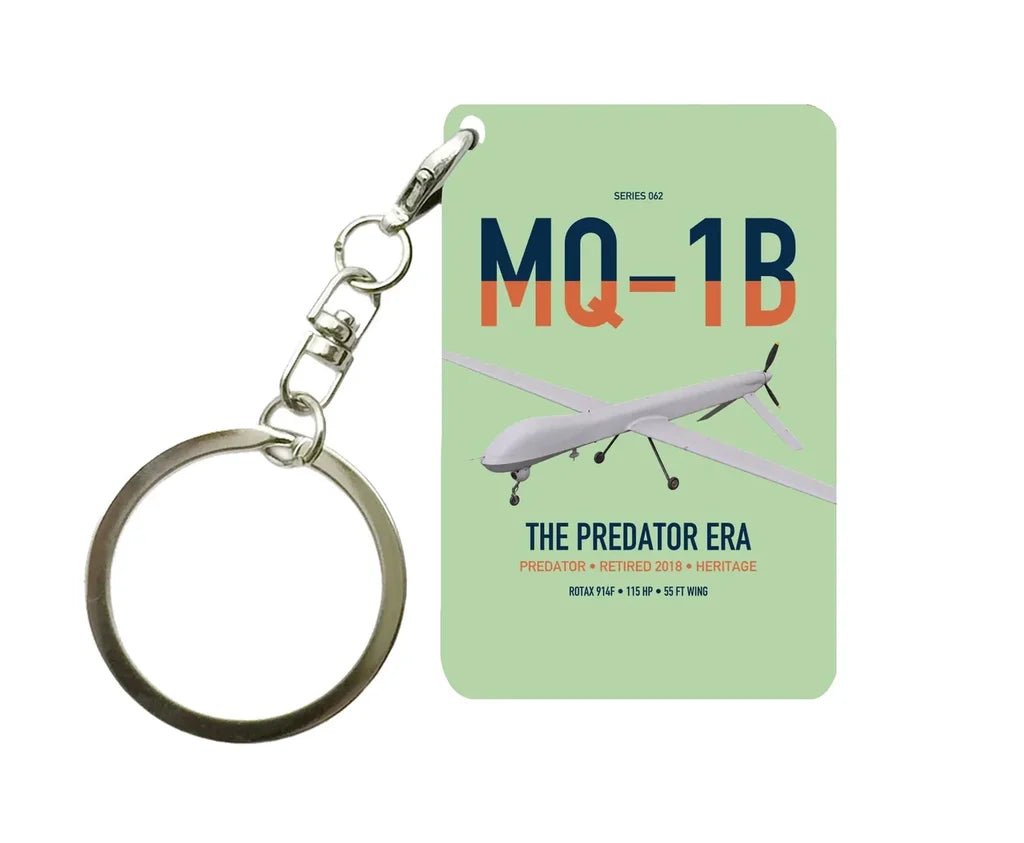 MQ-1B Predator design on light green designed key chain, double-side print
