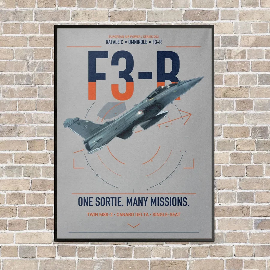 Dassault Rafale C — F3-R standard vertical canvas print - framed - light gray background