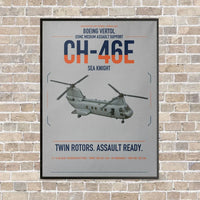 Thumbnail for Boeing Vertol CH-46E Sea Knight vertical canvas print - framed - light gray background