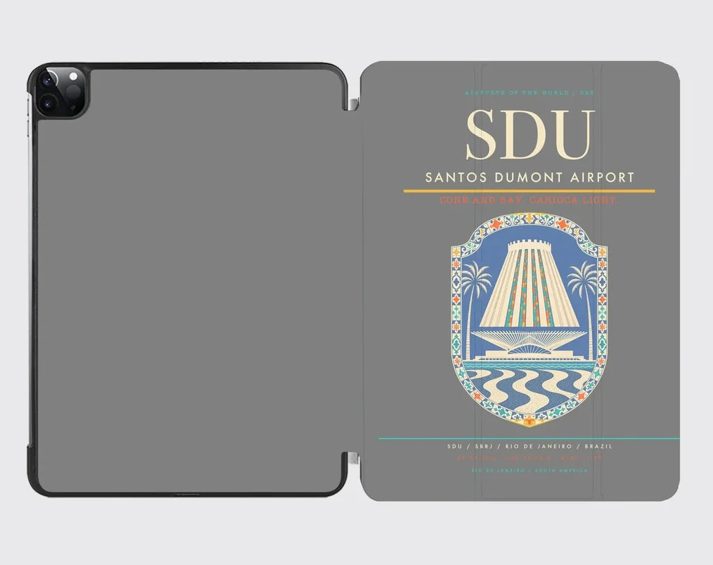 Santos Dumont Airport (SDU) design on gray ipad tablet case