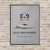 Thumbnail for E-3 Sentry AWACS vertical canvas print - framed - light gray background