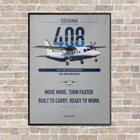 Thumbnail for Cessna 408 SkyCourier vertical canvas print - framed - light gray background