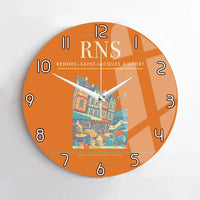 Thumbnail for Rennes–Saint-Jacques Airport (RNS) design on orange no frame wall clock