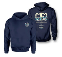 Thumbnail for Cessna 152 design on navy blue double-side hoodie, double-side print