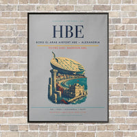 Thumbnail for Borg El Arab Airport HBE — Alexandria vertical canvas print - framed - light gray background
