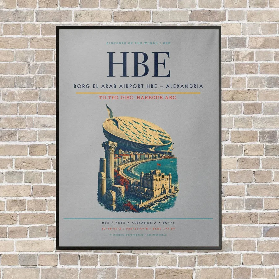 Borg El Arab Airport HBE — Alexandria vertical canvas print - framed - light gray background