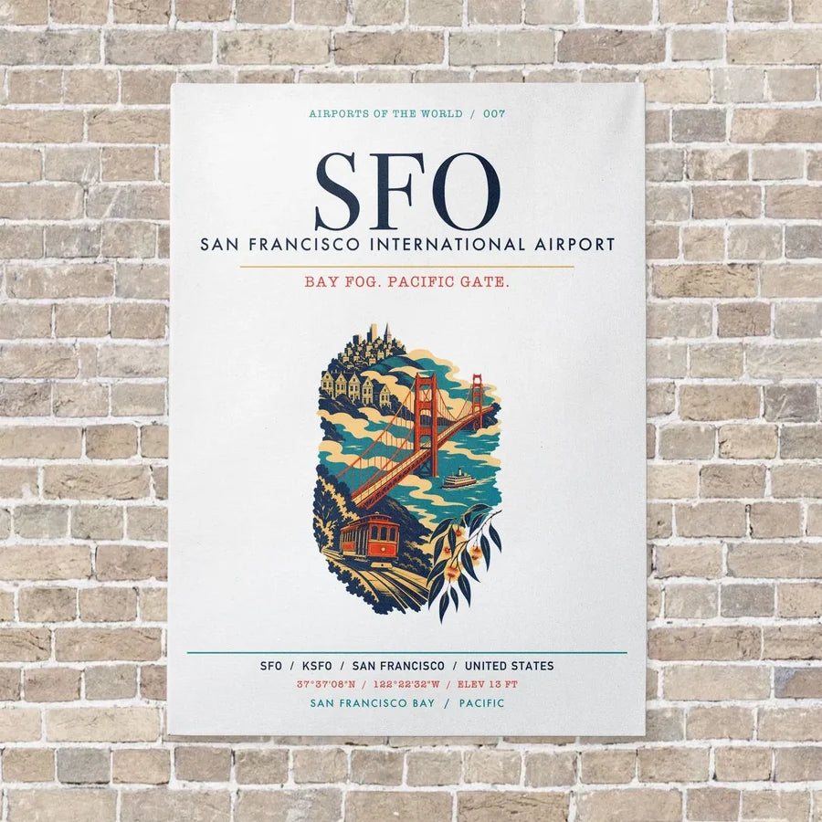 San Francisco International Airport SFO vertical canvas print - no frame - white background