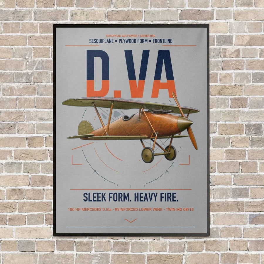 Albatros D.Va vertical canvas print - framed - light gray background