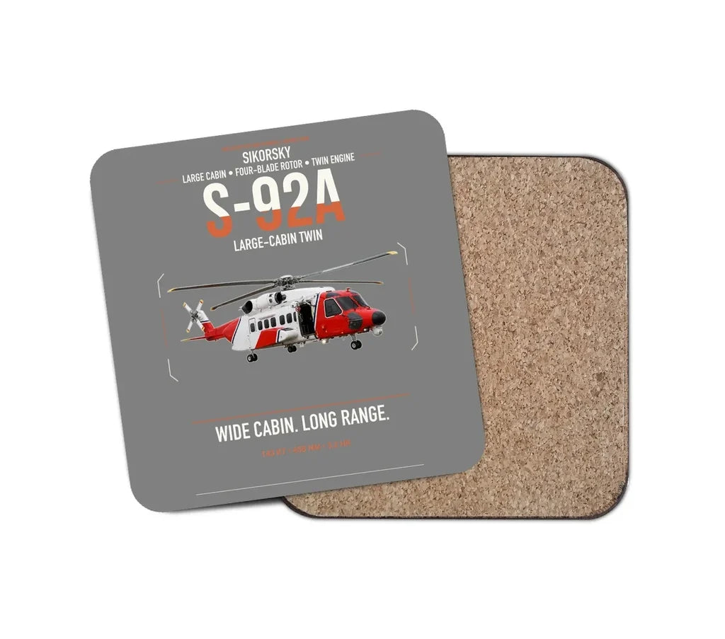 Sikorsky S-92A design on gray 1 piece coaster