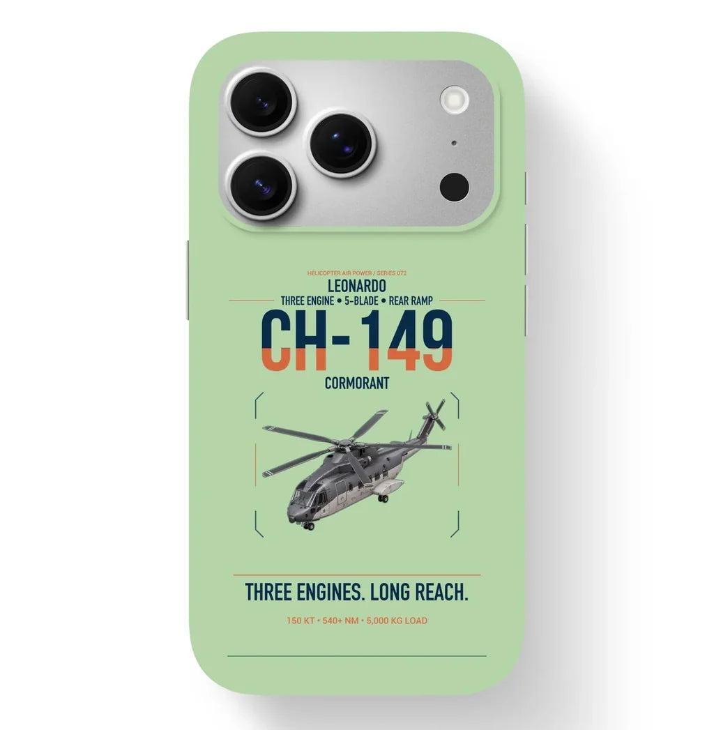 Leonardo CH-149 Cormorant design on light green magsafe iphone case, for iPhone 17 Pro