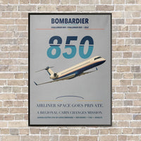Thumbnail for Bombardier Challenger 850 vertical canvas print - framed - light gray background