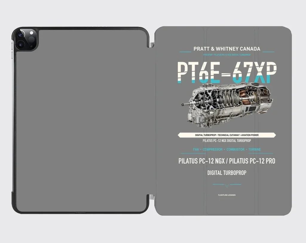 PT6E-67XP design on gray ipad tablet case