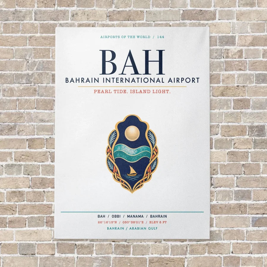 Bahrain International Airport BAH vertical canvas print - no frame - white background