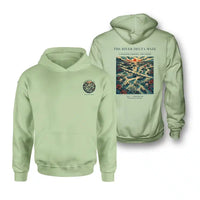 Thumbnail for VINTAGE G4274 - The River Delta Maze - Double-Side Hoodie design on lightgreen double side