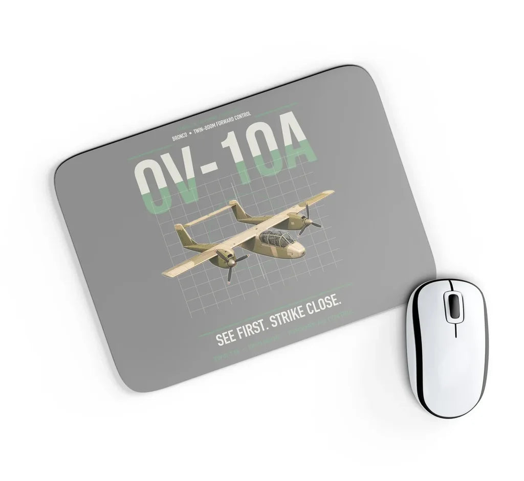 OV-10A Bronco design on gray rectangle mouse pad