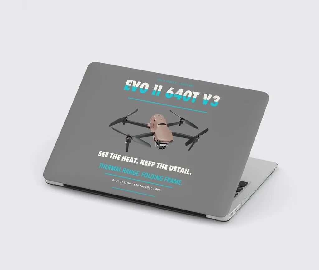 Autel EVO II Dual 640T V3 design on gray MacBook case