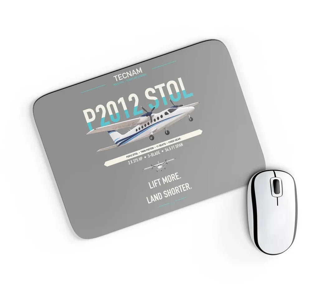 Tecnam P2012 STOL design on gray rectangle mouse pad