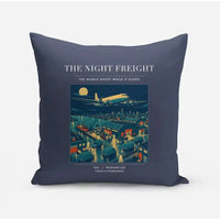 Thumbnail for VINTAGE G4111 - The Night Freight - Designed Pillows design on navyblue