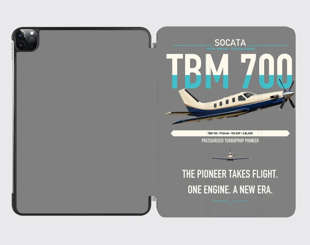 Socata TBM 700 design on gray ipad tablet case