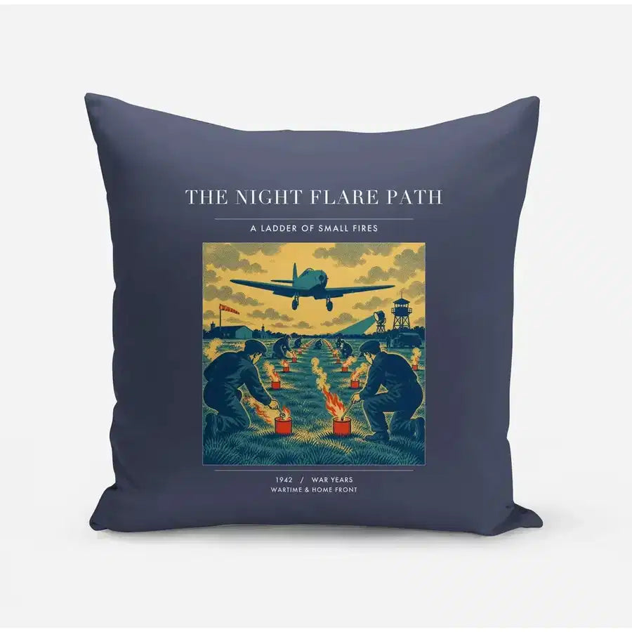 VINTAGE G4525 - The Night Flare Path - Designed Pillows design on navyblue