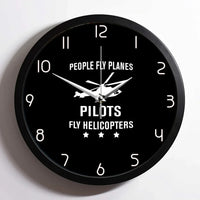 Thumbnail for People Fly Planes Pilots Fly Helicopters aviation design on premium wood and metal wall clock.
