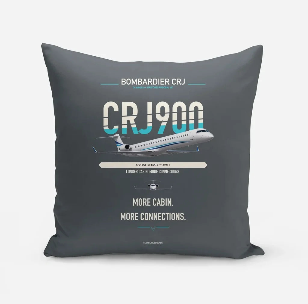 Bombardier CRJ900 design on gray pillow