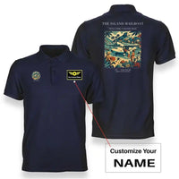 Thumbnail for VINTAGE G4065 - The Island Mailboat - Double-Side Polo T-Shirt design on navyblue+name