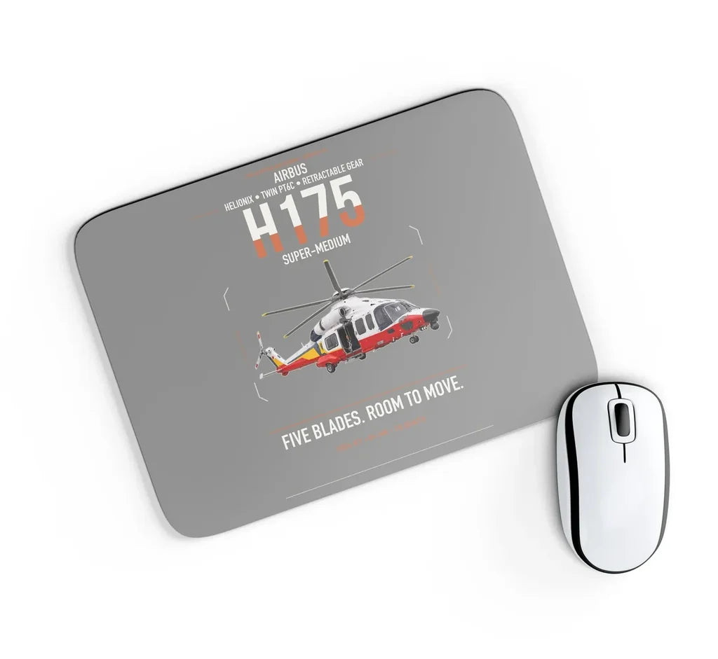 Airbus H175 design on gray rectangle mouse pad