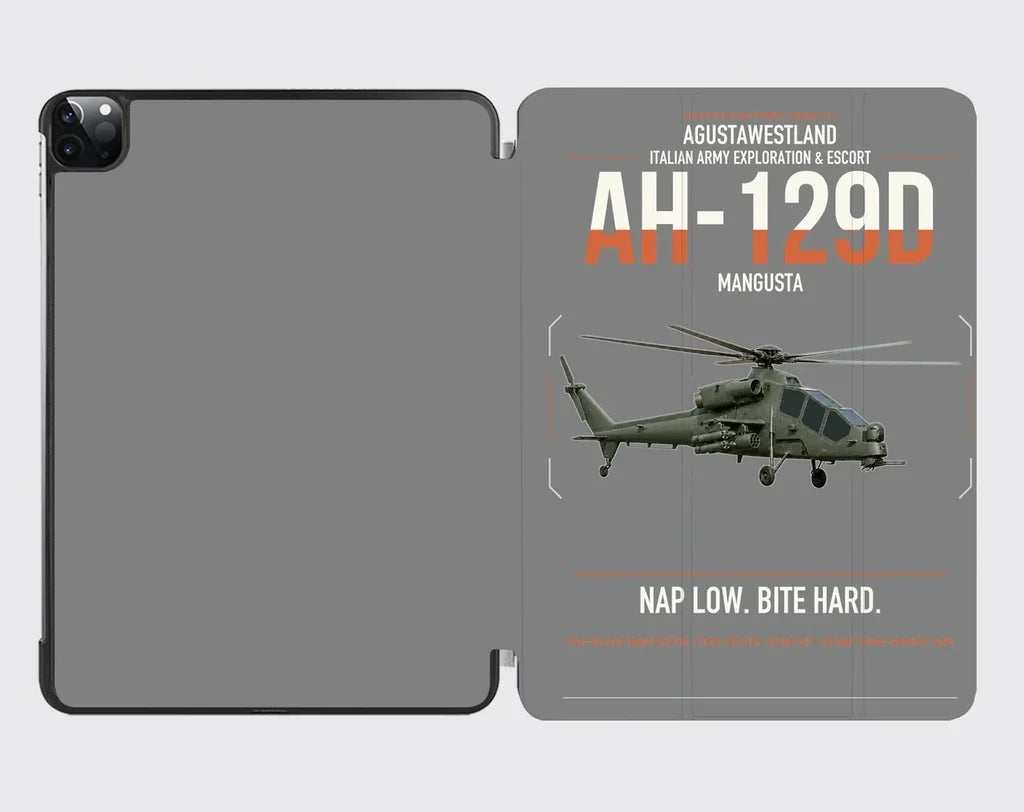 AgustaWestland AH-129D Mangusta design on gray ipad tablet case