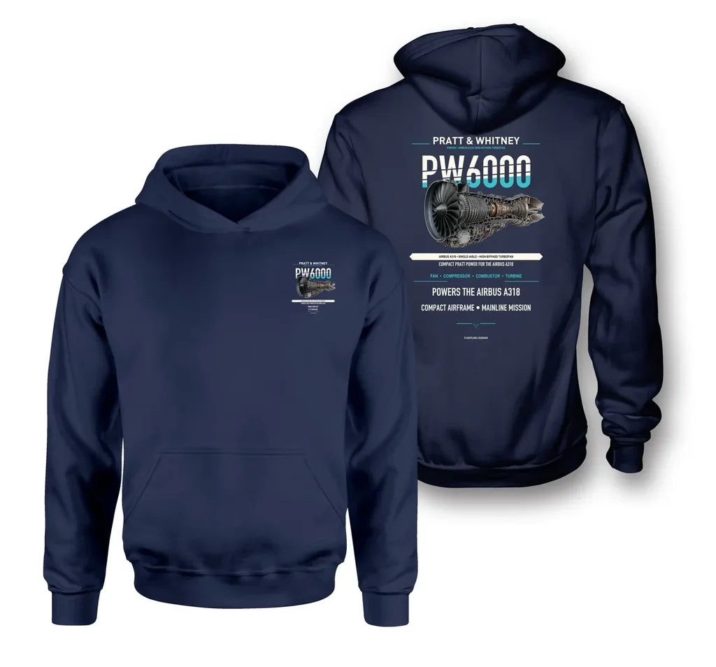 PW6000 design on navy blue hoodie