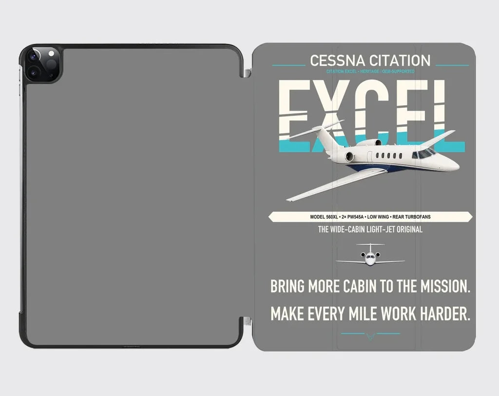 Cessna Citation Excel design on gray ipad tablet case