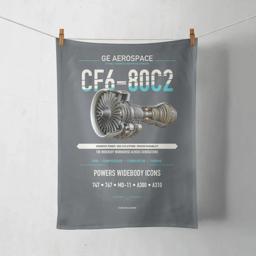 CF6-80C2 design on gray towel