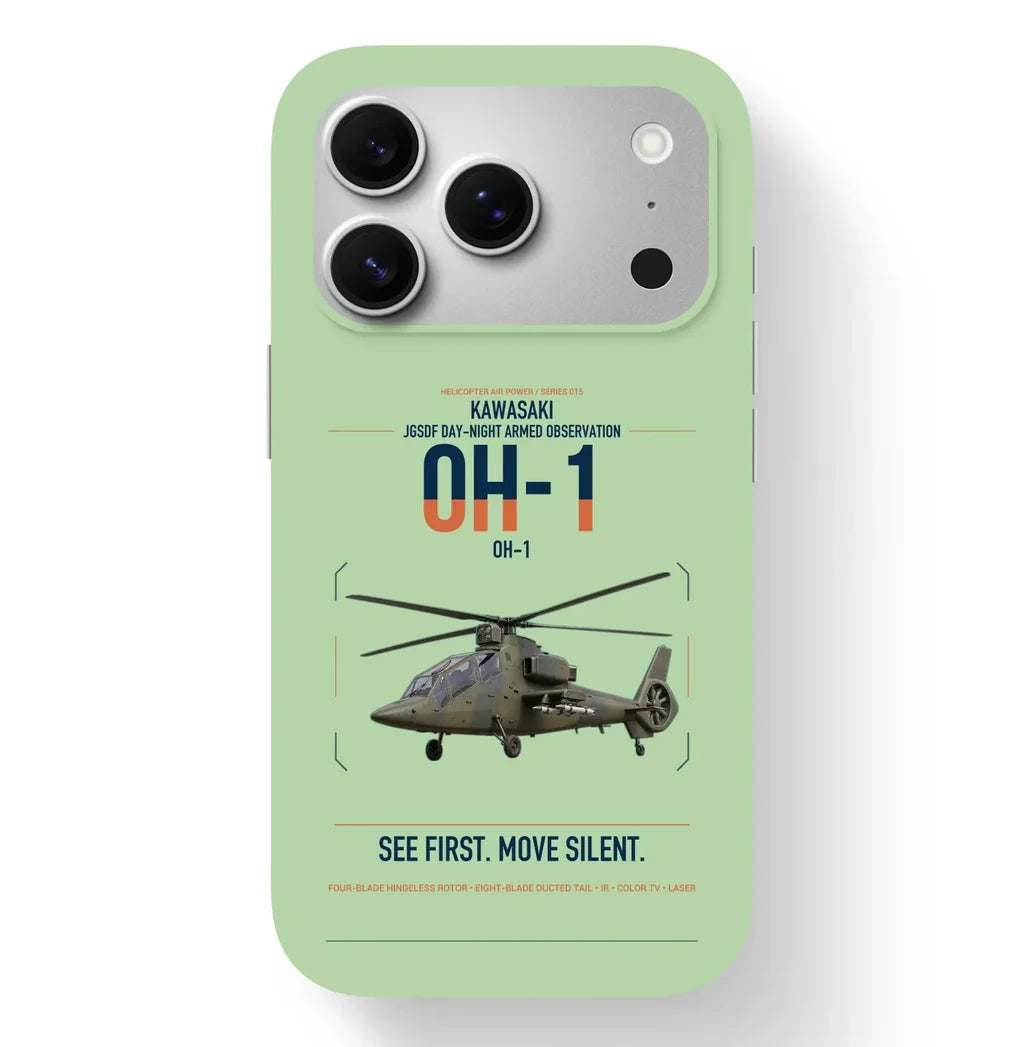 Kawasaki OH-1 design on light green magsafe iphone case, for iPhone 17 Pro