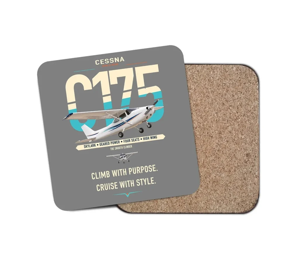 Cessna 175 Skylark design on gray 1 piece coaster
