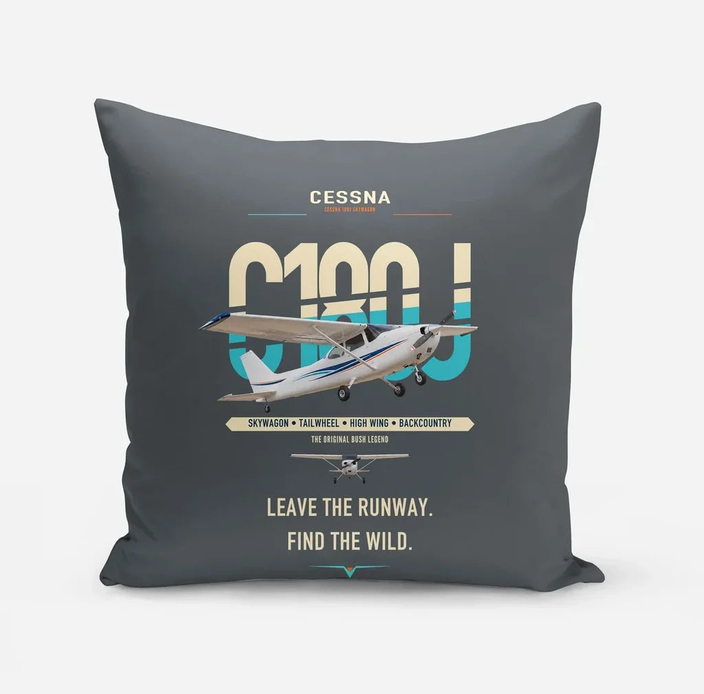 Cessna 180J Skywagon design on gray pillow