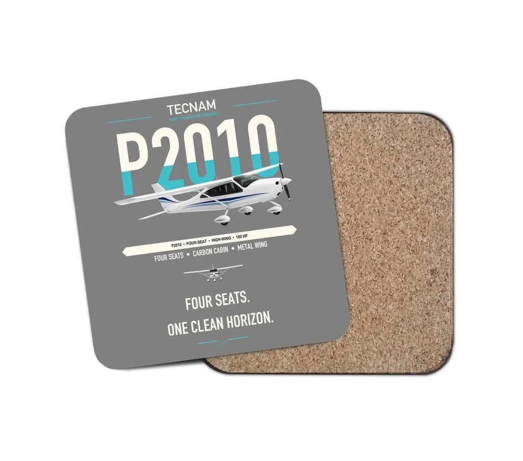 Tecnam P2010 design on gray 1 piece coaster